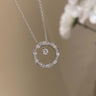 Trovenix Light Luxury Elegant Quilted Grid Moon Charm Clavicle Necklace For Women, Gold Tone Metal Sparkling Daily Neck Jewelry